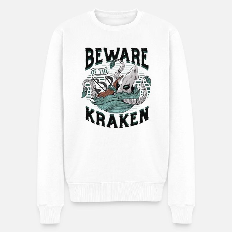 Méfiez-vous du Kraken - Pull Premium bio Homme - blanc