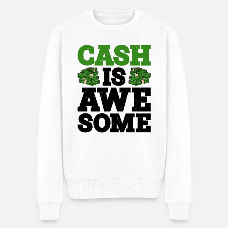 Cash Is Awesome 5 - Männer Premium Bio Pullover - Weiß