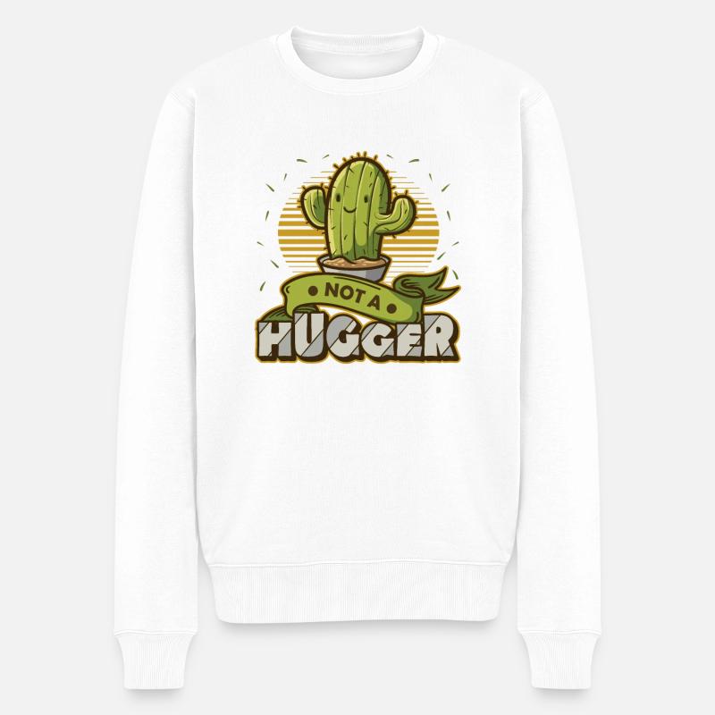 Kein Umarmungskaktus - Männer Premium Bio Pullover - Weiß
