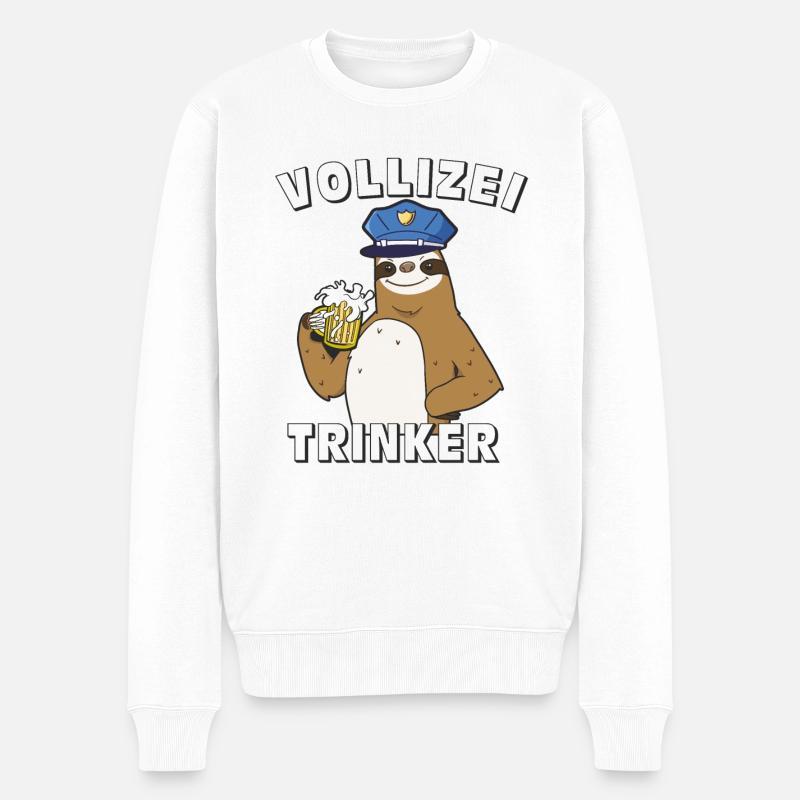 VOLLIZEI TRINKER - Männer Premium Bio Pullover - Weiß