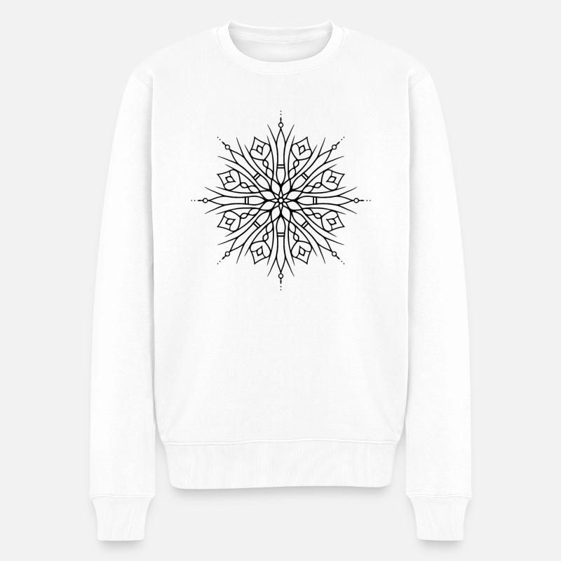 Blumen Mandala - Männer Premium Bio Pullover - Weiß