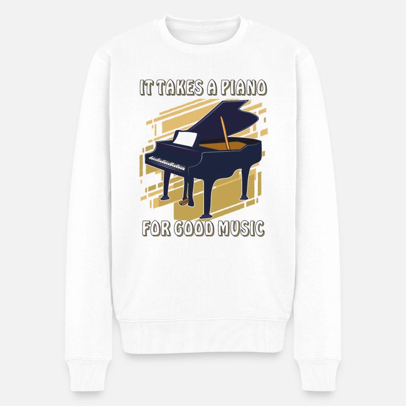 IT TAKES A PIANO - Männer Premium Bio Pullover - Weiß