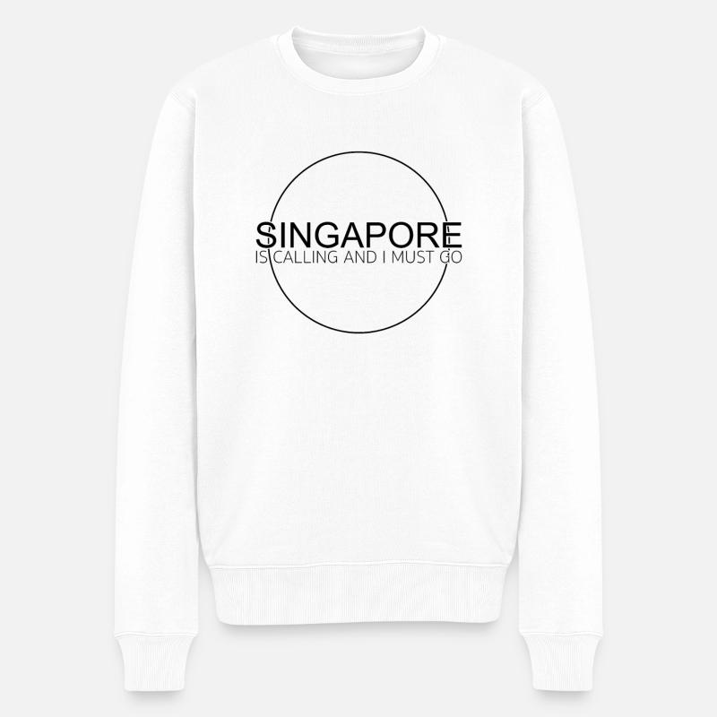 Singapur Spruch - Männer Premium Bio Pullover - Weiß