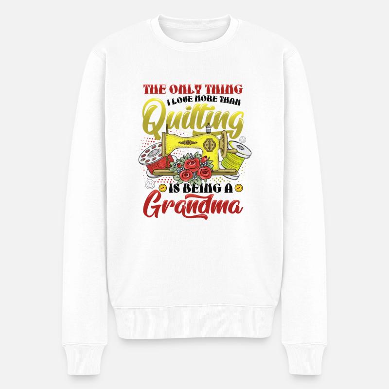 Coudre Quilter Grand-mère Quilting - Pull Premium bio Homme - blanc