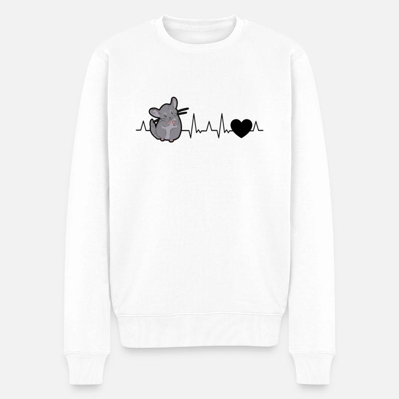 Rythme cardiaque de chinchilla - Pull Premium bio Homme - blanc