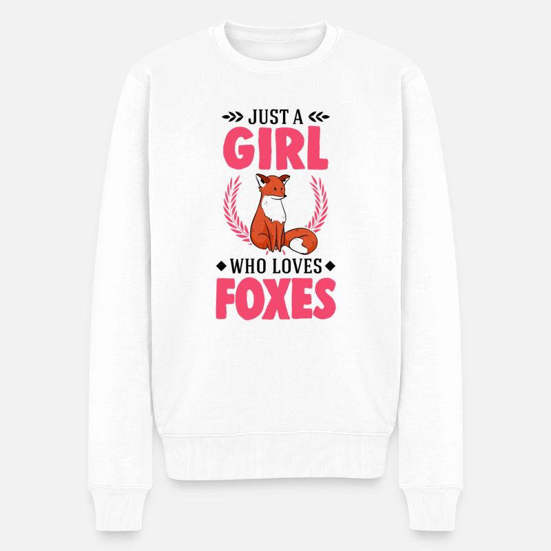 Fuchs Mädchen Geschenk - Männer Premium Bio Pullover - Weiß