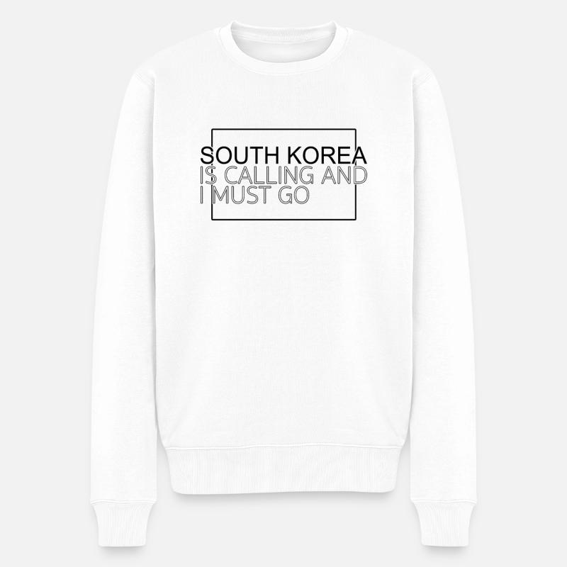 South Korea - Männer Premium Bio Pullover - Weiß