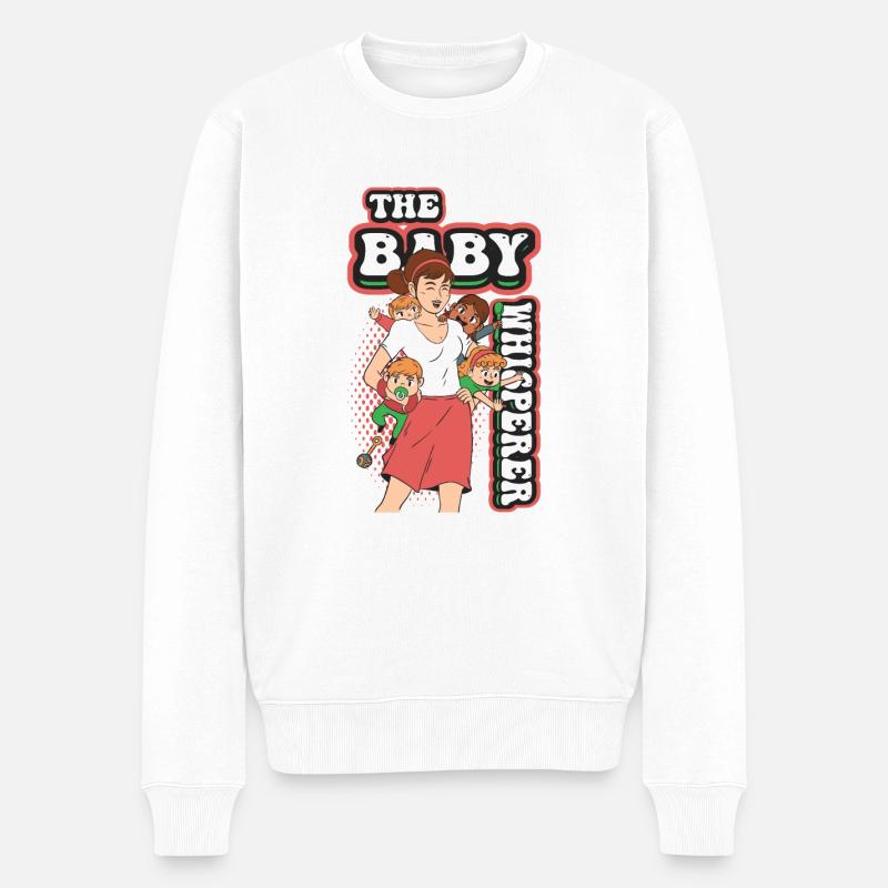 Der Babyflüsterer Nanny Tagesmutter Babysitter - Männer Premium Bio Pullover - Weiß