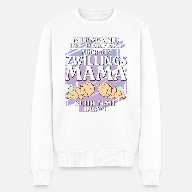 ZWILLINGS MAMA - Männer Premium Bio Pullover - Weiß