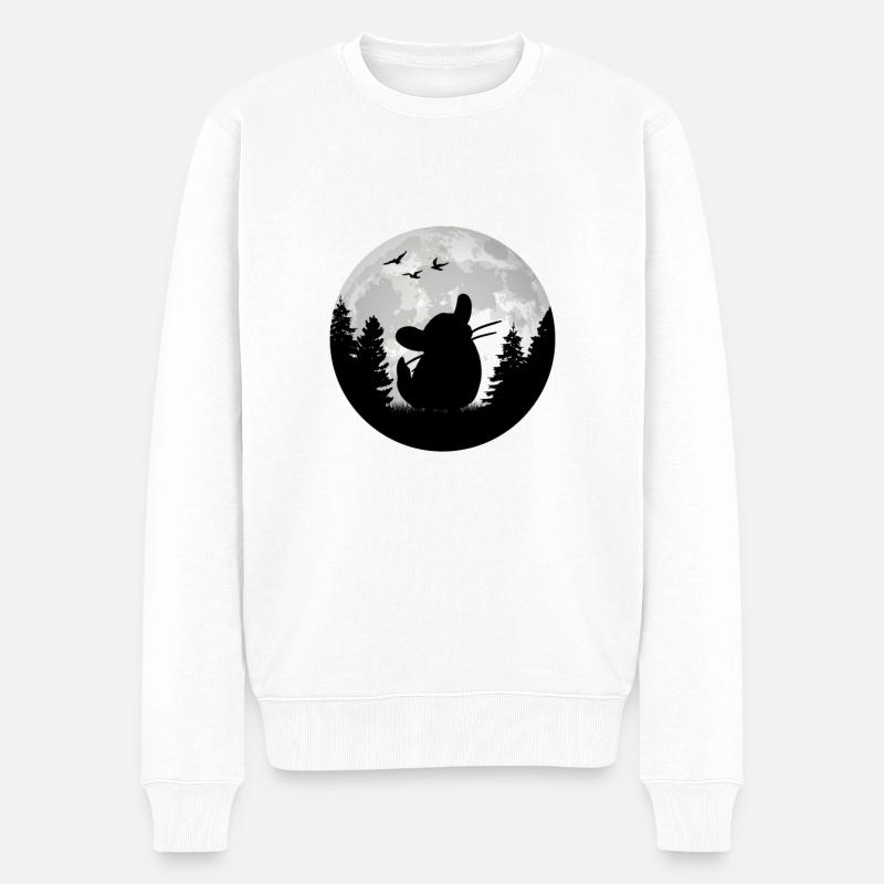 Chinchilla Mond Wollmaus - Männer Premium Bio Pullover - Weiß