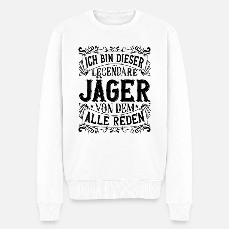 Ich bin dieser Legendäre Jäger - Männer Premium Bio Pullover - Weiß