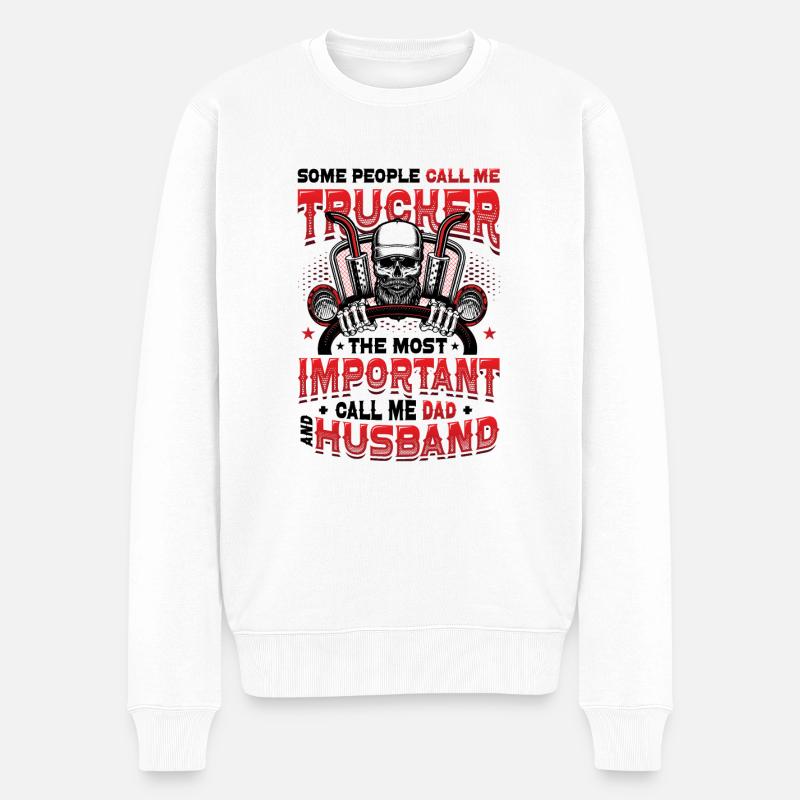 Camionneur Mari Camionneur Papa - Pull Premium bio Homme - blanc