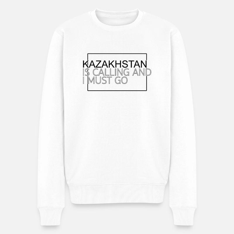 Kasachstan Spruch - Männer Premium Bio Pullover - Weiß