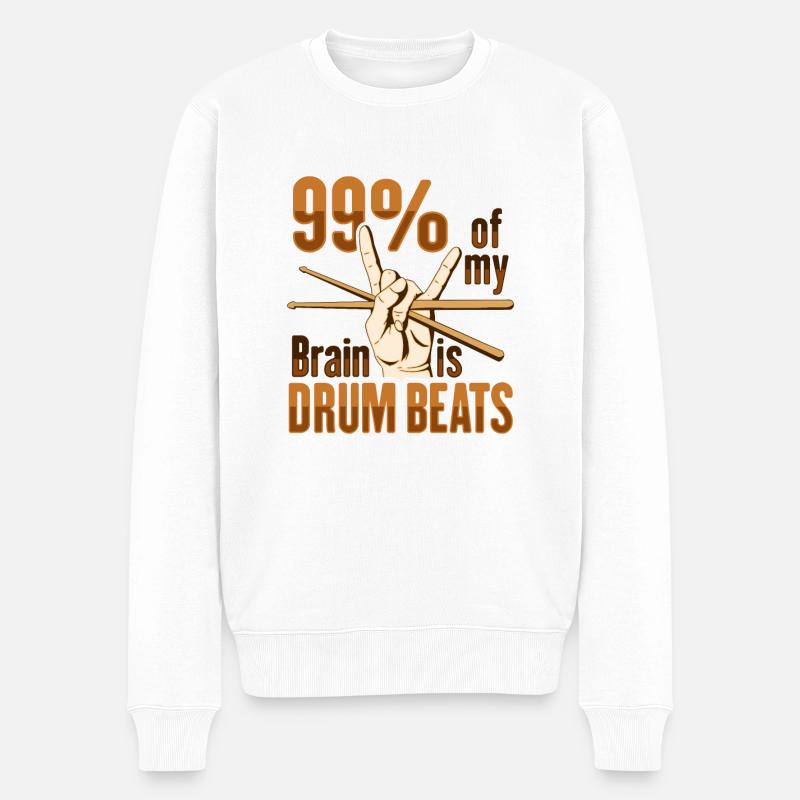 Conception de percussions de batterie - Pull Premium bio Homme - blanc