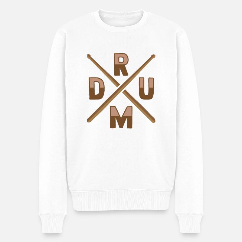 Conception de percussions de batterie - Pull Premium bio Homme - blanc