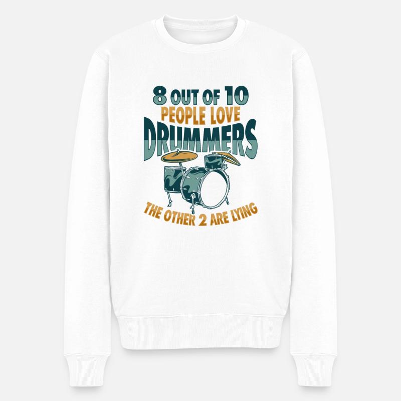 Drum Set Percussion Design - Männer Premium Bio Pullover - Weiß