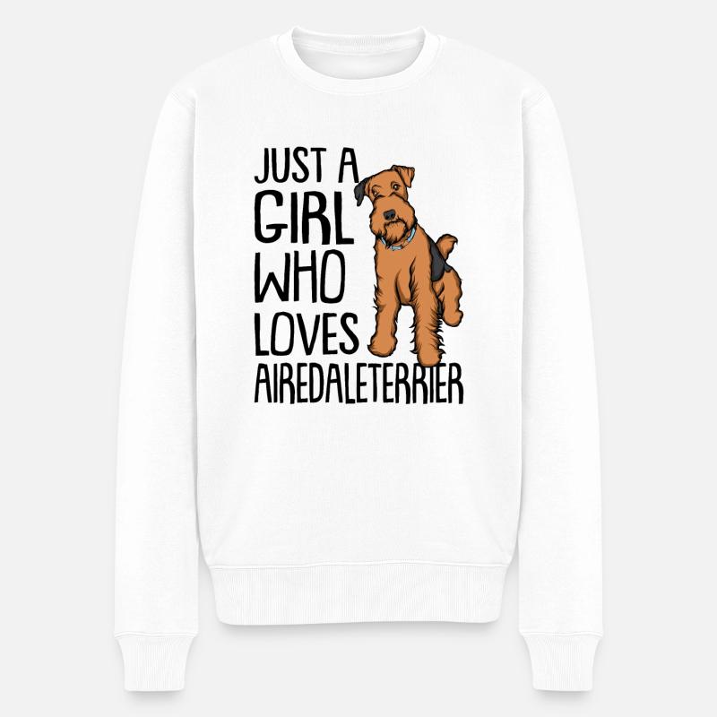 Airedale Terrier - Pull Premium bio Homme - blanc