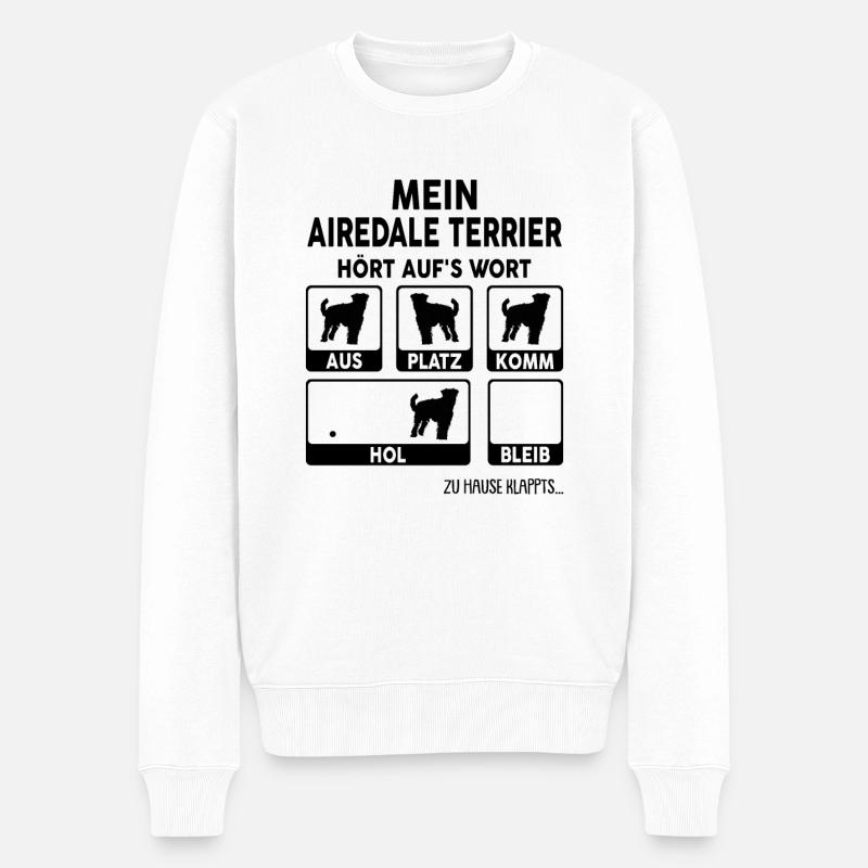 Airedaleterrier - Männer Premium Bio Pullover - Weiß