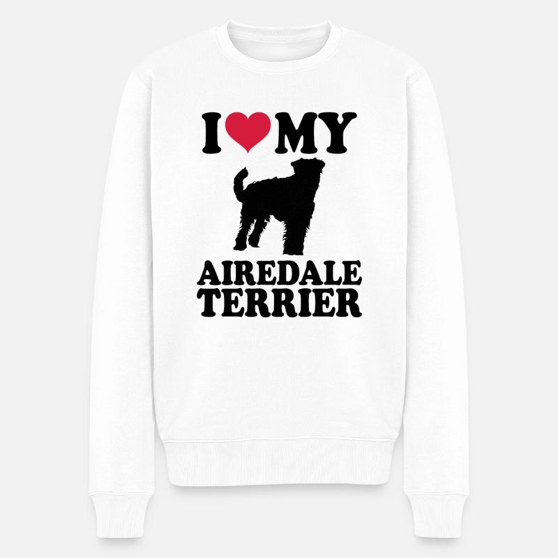 Airedale Terrier - Pull Premium bio Homme - blanc