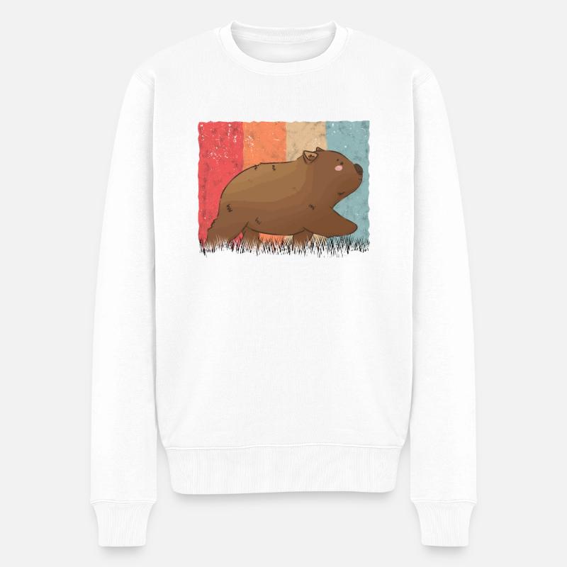Wombat Retro, Wombat Vintage - Männer Premium Bio Pullover - Weiß