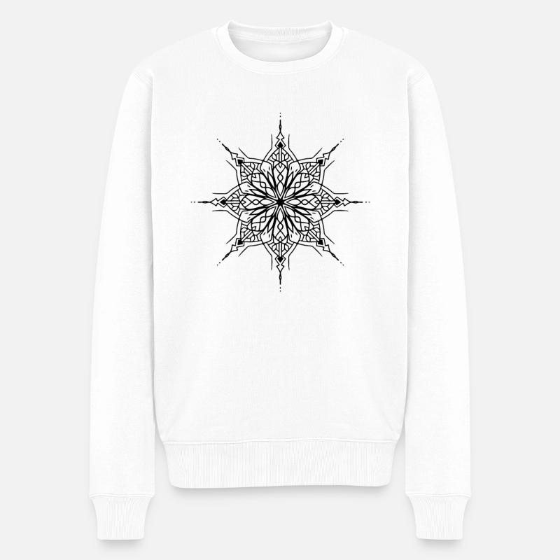 Blumen Mandala - Männer Premium Bio Pullover - Weiß