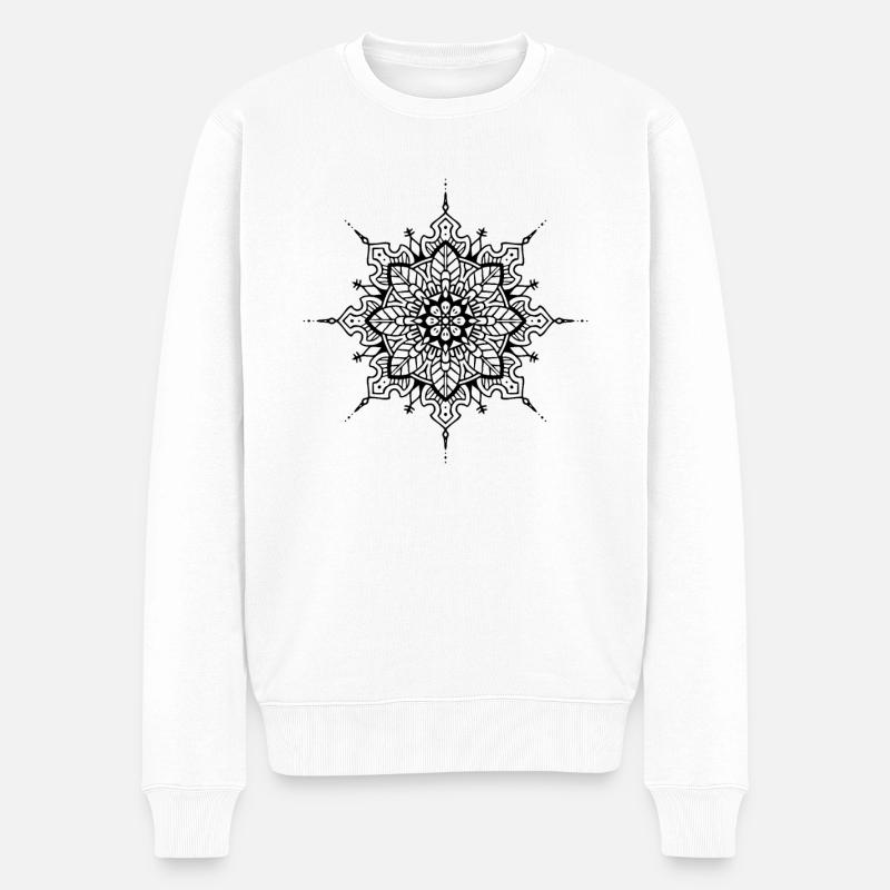 Blumen Mandala - Männer Premium Bio Pullover - Weiß