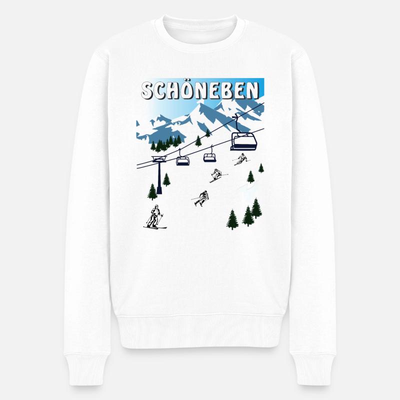 SCHI FAHREN SCHÖNEBEN - Männer Premium Bio Pullover - Weiß