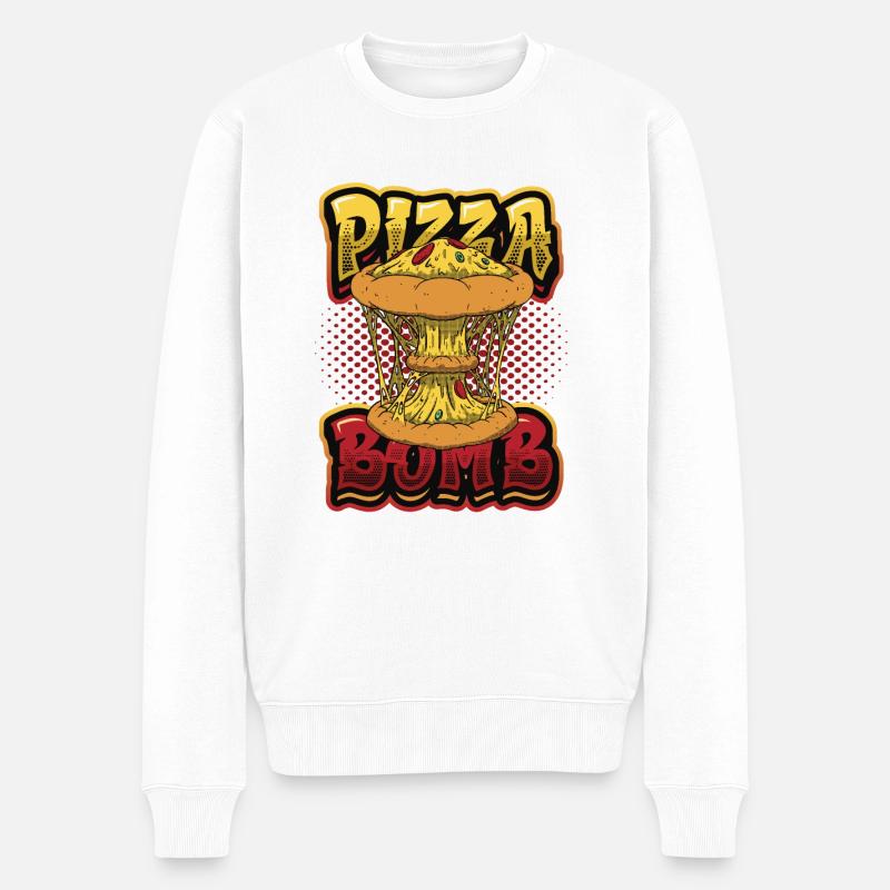 Pizza bomb amateurs de pizza - Pull Premium bio Homme - blanc