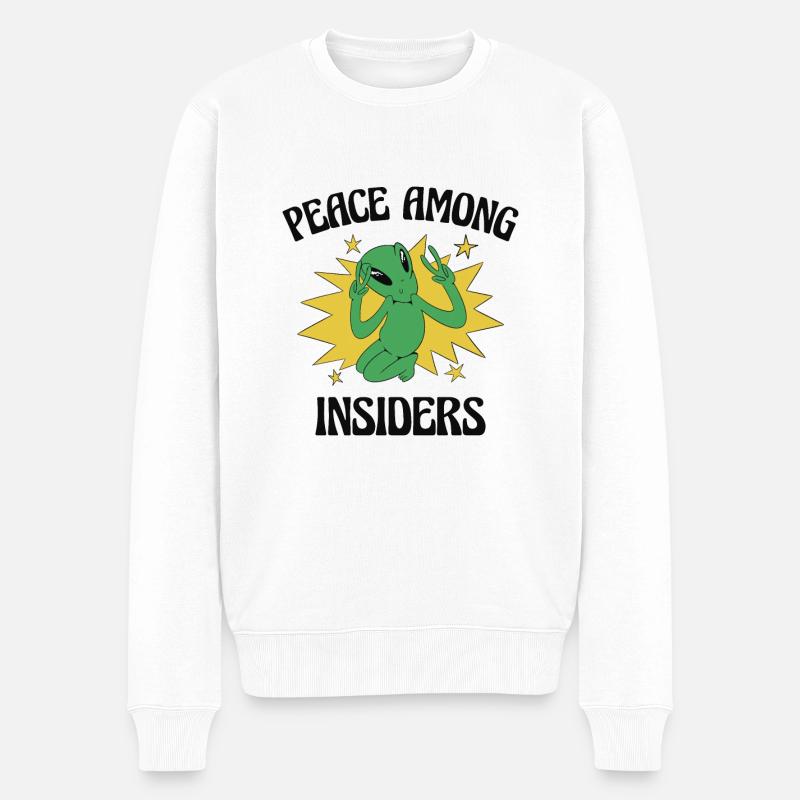 Alien Peace Alien Head Marsian Space Outsider - Männer Premium Bio Pullover - Weiß