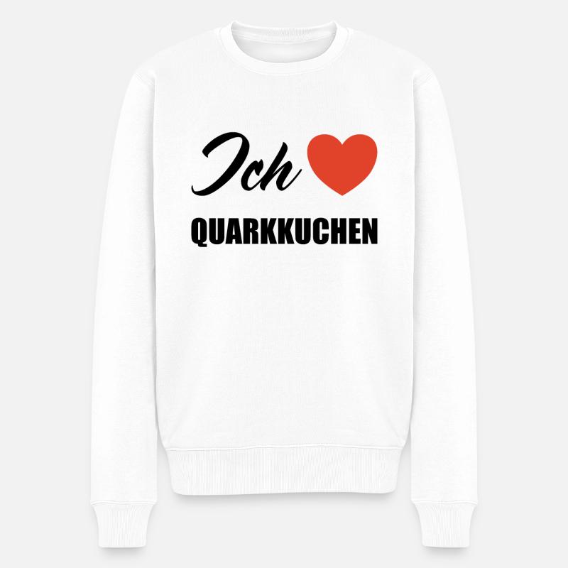 Ich liebe Quarkkuchen - Männer Premium Bio Pullover - Weiß