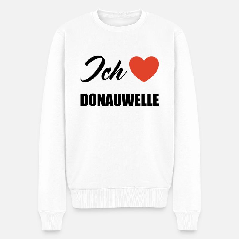 Ich liebe Donauwelle - Männer Premium Bio Pullover - Weiß