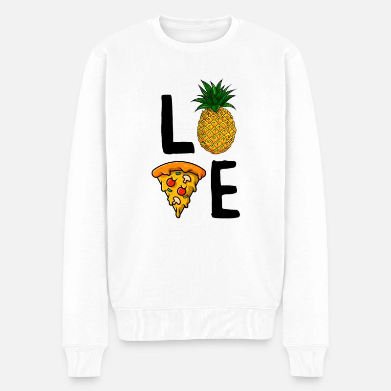 Drôle d’Pineapple Pizza Lovers Mignon Amour Hawaïen - Pull Premium bio Homme - blanc