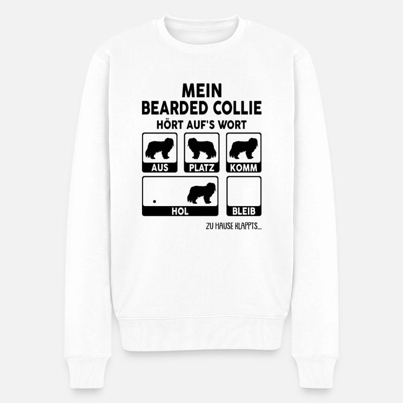 Bearded Collie - Männer Premium Bio Pullover - Weiß