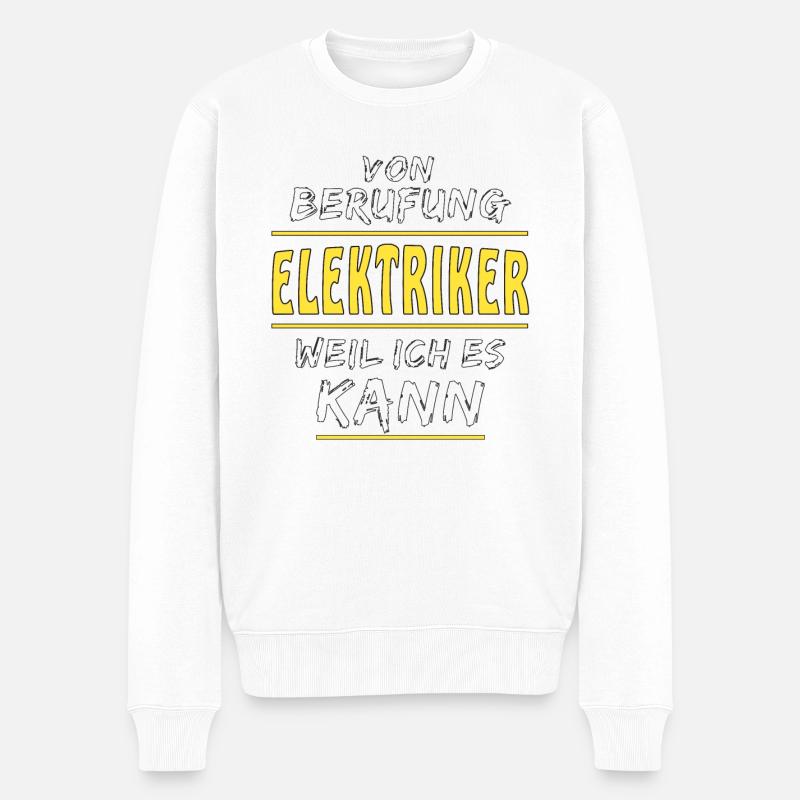 VON BERUFUNG ELEKTRIKER - Männer Premium Bio Pullover - Weiß