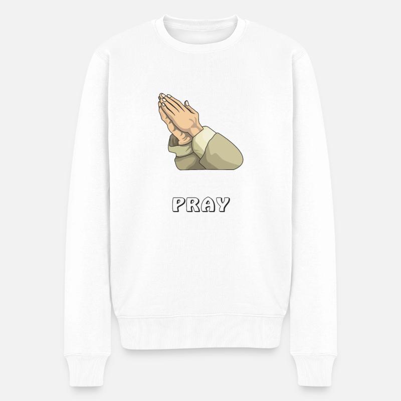 PRAY - Männer Premium Bio Pullover - Weiß