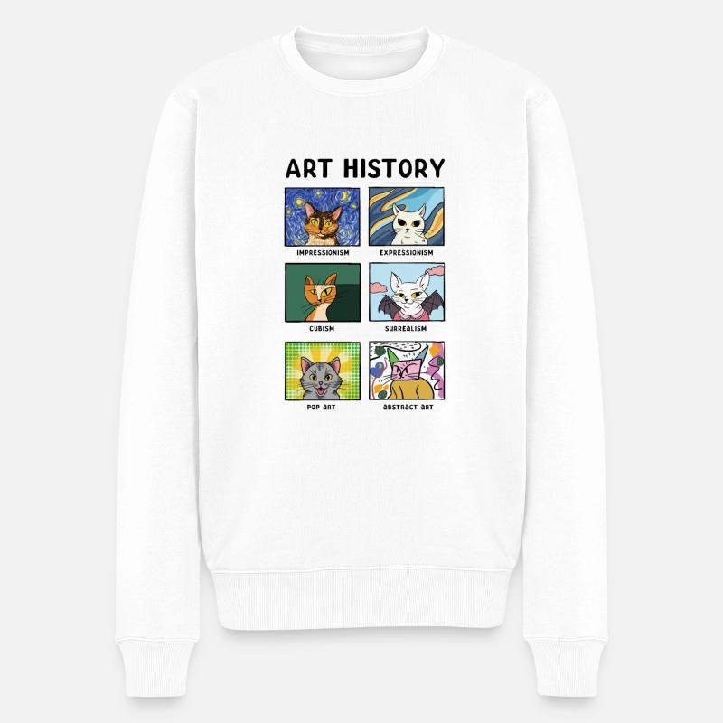 Kunstgeschichte Katzen Bildende Kunst Katze - Männer Premium Bio Pullover - Weiß
