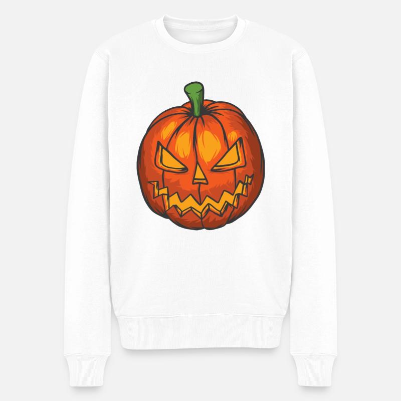 Halloween Kürbis gefährlich - Männer Premium Bio Pullover - Weiß