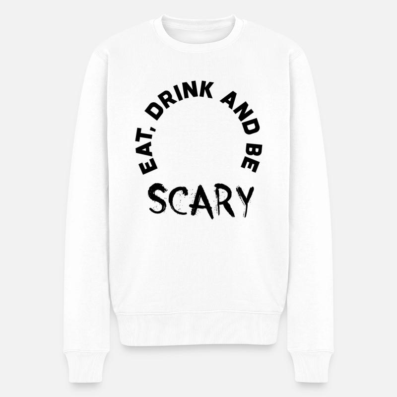 Eat Drink and be scary - Männer Premium Bio Pullover - Weiß
