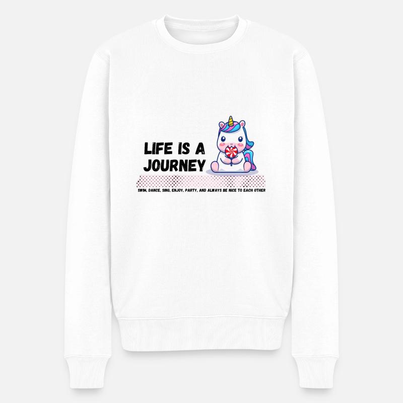 Das Leben Ist Eine Reise - Männer Premium Bio Pullover - Weiß