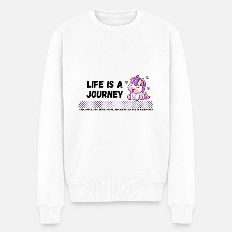 Das Leben Ist Eine Reise - Männer Premium Bio Pullover - Weiß