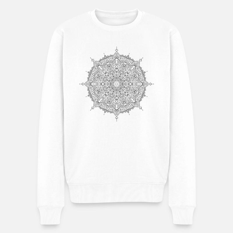 Fleurs Mandala - Pull Premium bio Homme - blanc