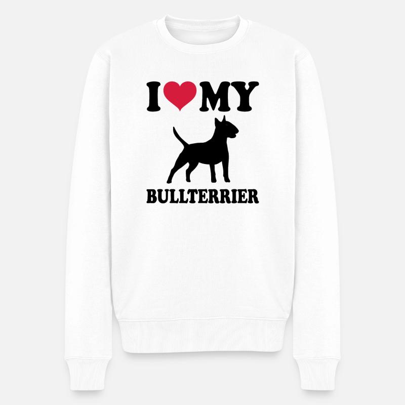 Bull terrier - Pull Premium bio Homme - blanc