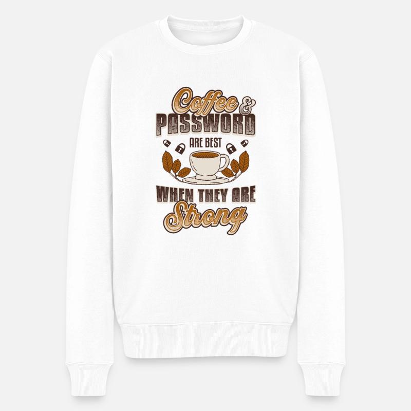 Café, mot de passe - Pull Premium bio Homme - blanc