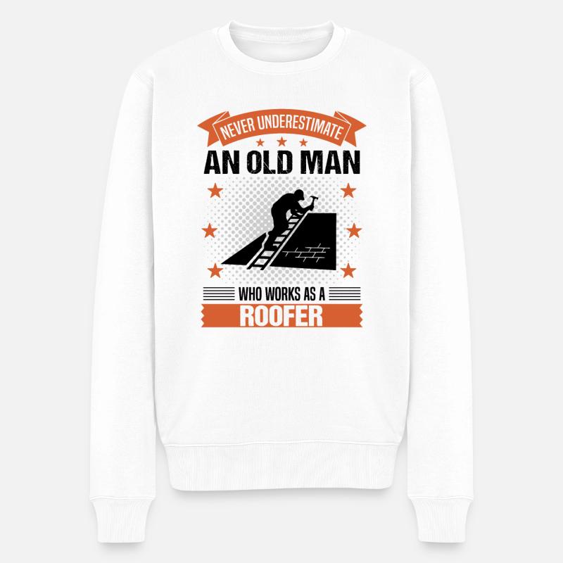 Dachdecker Alter Mann Spruch Herren Geschenk - Männer Premium Bio Pullover - Weiß
