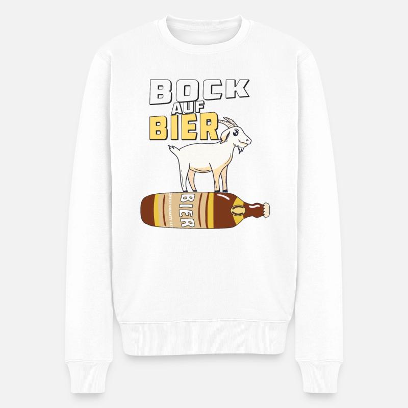BOCK AUF BIER - Männer Premium Bio Pullover - Weiß