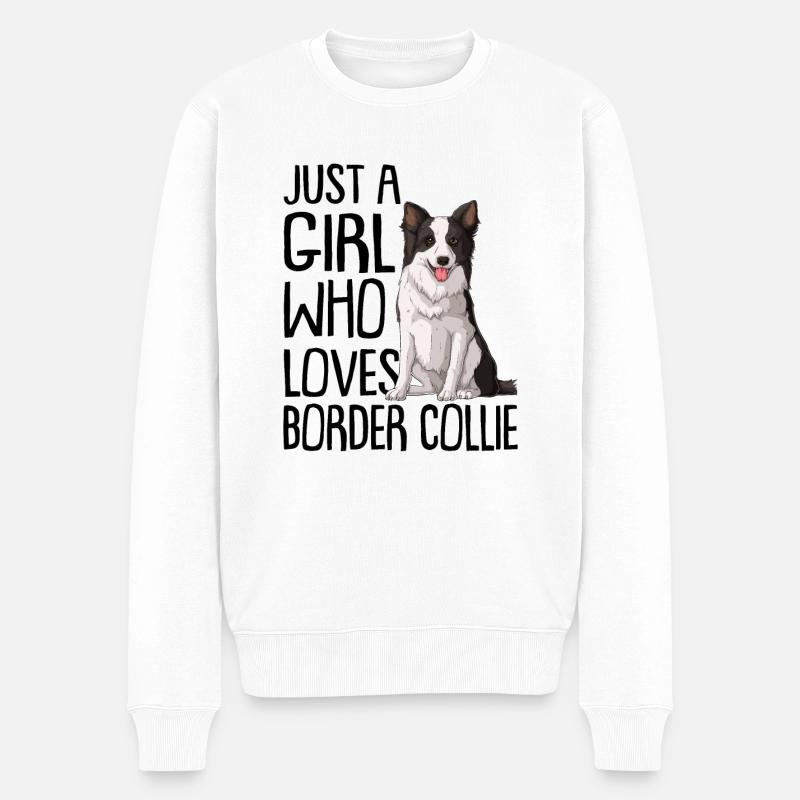 Border Collie - Pull Premium bio Homme - blanc