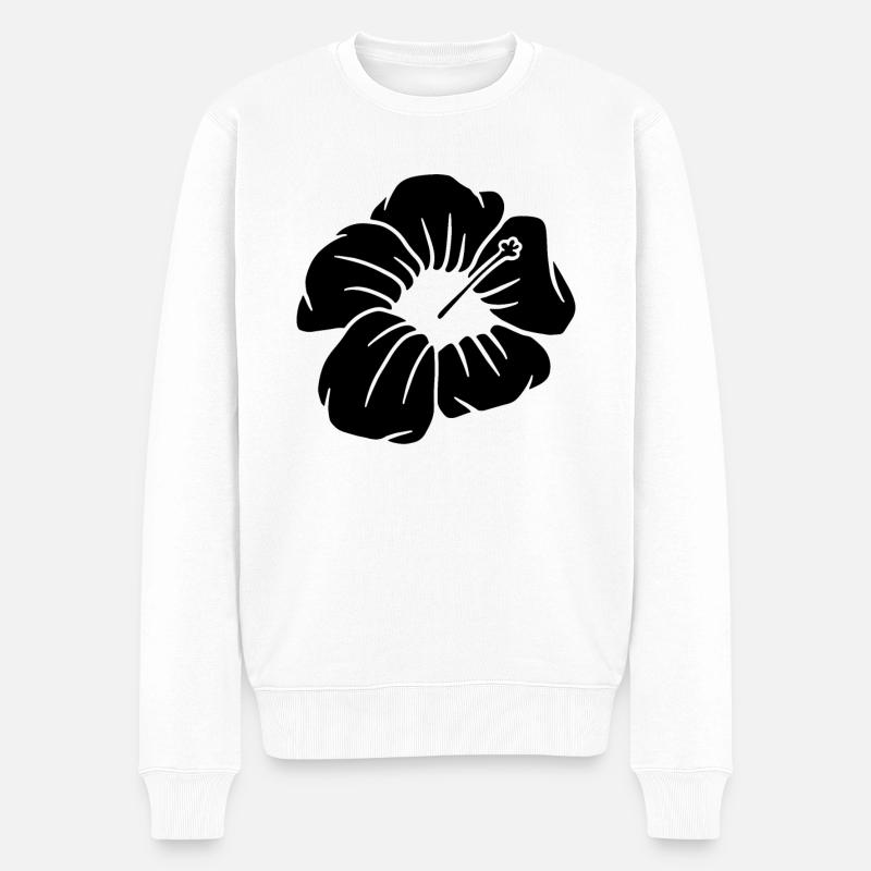 Blume - Männer Premium Bio Pullover - Weiß
