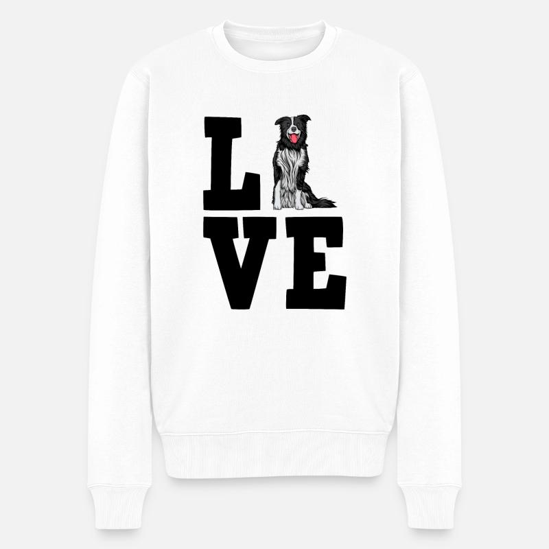 Border Collie - Männer Premium Bio Pullover - Weiß