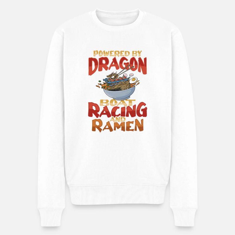Ramen- und Drachenboot - Männer Premium Bio Pullover - Weiß