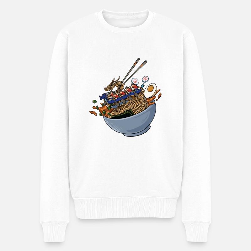 Ramen et bateau-dragon - Pull Premium bio Homme - blanc